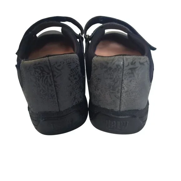 Drew Rose Black Metallic Foil Leather Hook & Loop Mary Jane Shoes Size 9W - Picture 10 of 11